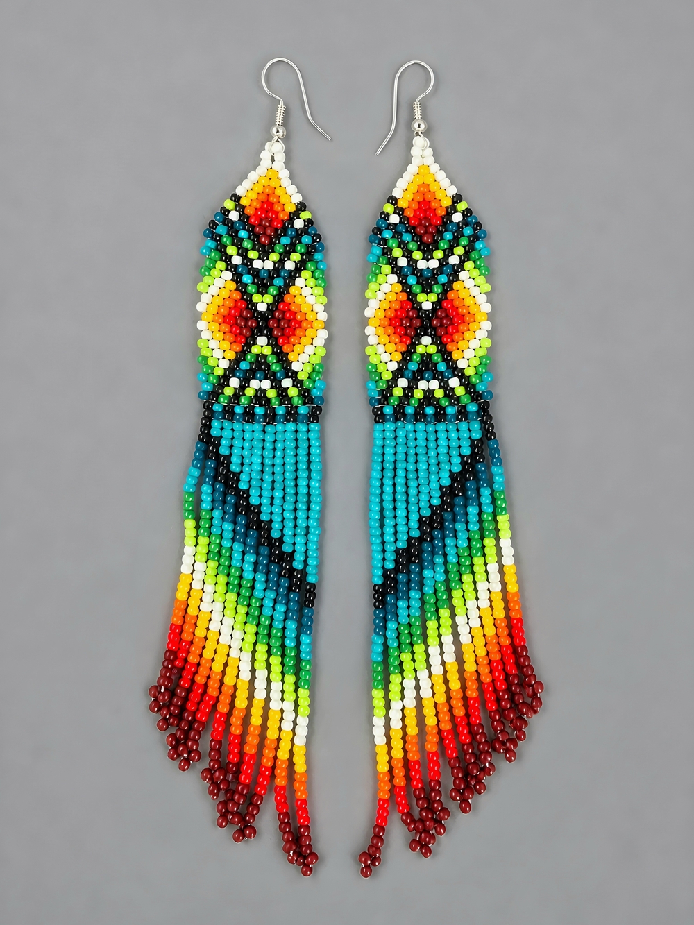 Island Boho Fringe Seed Bead Earrings Southwestern Beaded Jewelry